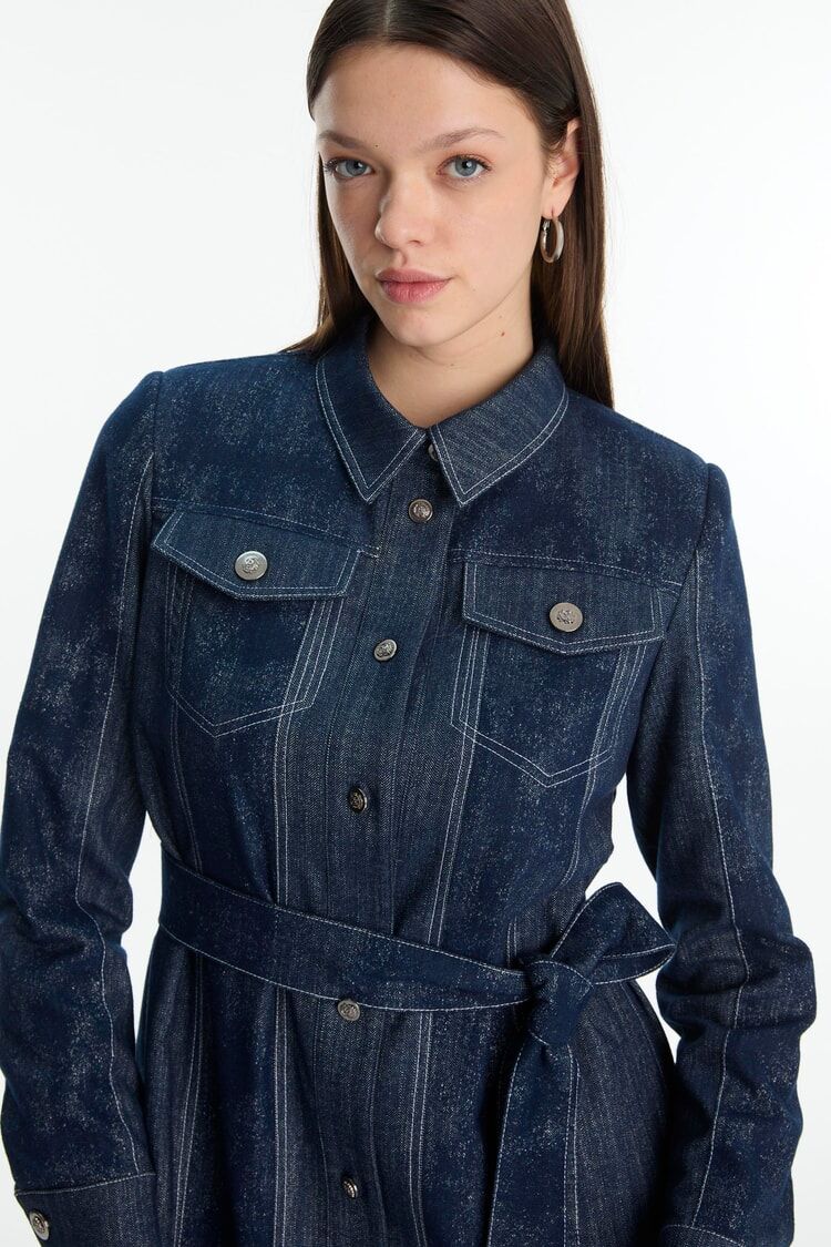 Kuşaklı Spor Lacivert Ceket C-0159