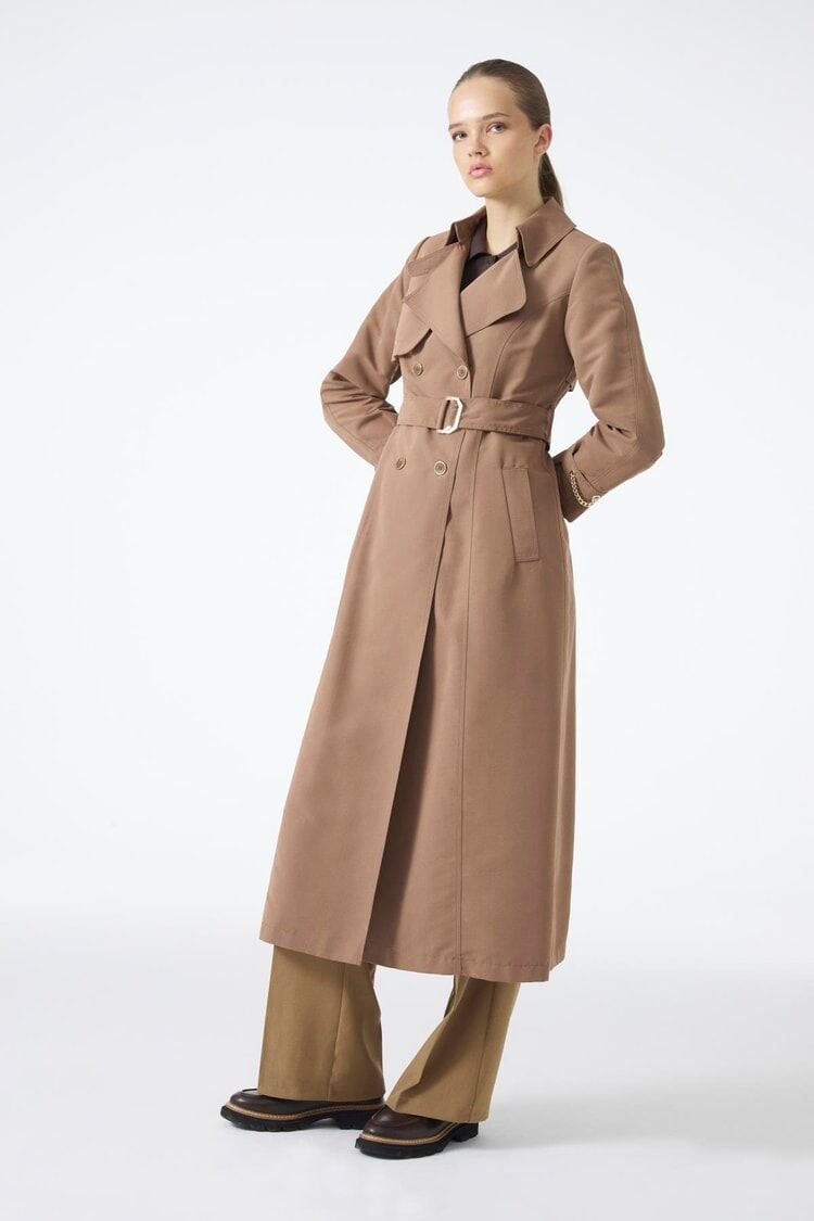 Zincir ve Kemer Detaylı Mocha Trençkot 12615