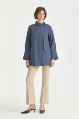 Fular Yaka Lyocell Tunik - İndigo 261TN4189NH.1-07-02