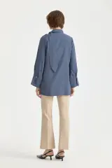 Fular Yaka Lyocell Tunik - İndigo 261TN4189NH.1-07-02