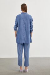Denim Gömlek Bluz Mavi İkili Takım TK-1254