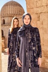 Jakar Desenli Düğmeli Lacivert İkili Takım TK-1613