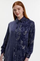 Jakar Desenli Düğmeli Lacivert İkili Takım TK-1613