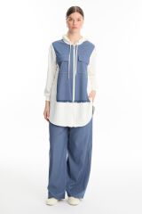 Kapüşonlu Fermuarlı Denim İkili Takım TK-1520