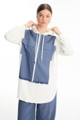 Kapüşonlu Fermuarlı Denim İkili Takım TK-1520