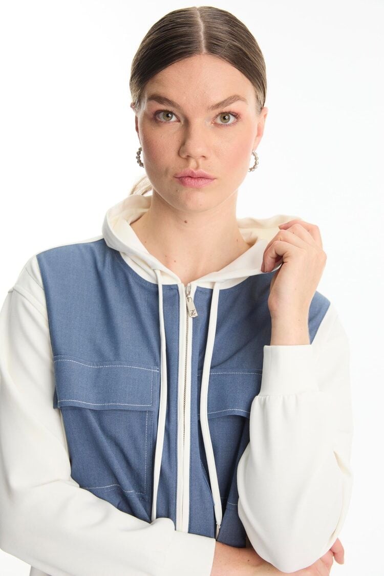 Kapüşonlu Fermuarlı Denim İkili Takım TK-1520