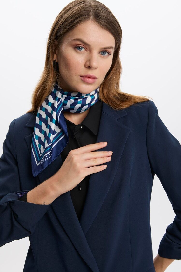 Kol Detaylı Uzun Lacivert Ceket C-0029