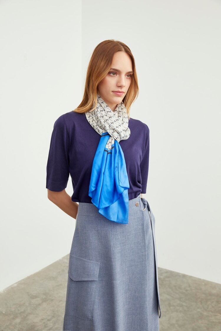 Cep Detaylı Uzun İndigo Etek ETK-0142