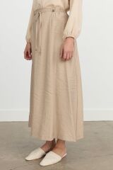 Nihan Beli Lastikli Kloş Tencel Etek Kumsal