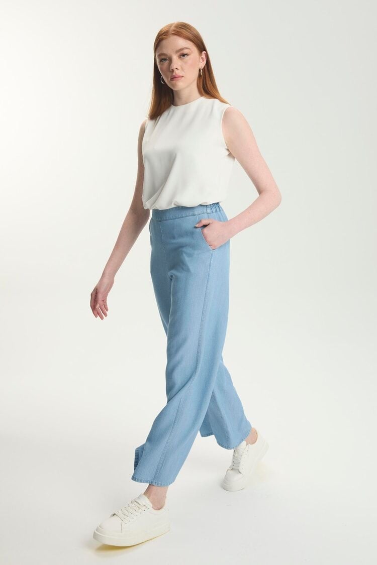 Denim Geniş Paça Pantolon P-0013