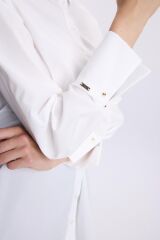 Kol Düğmeli Beyaz Poplin Tunik T-1506