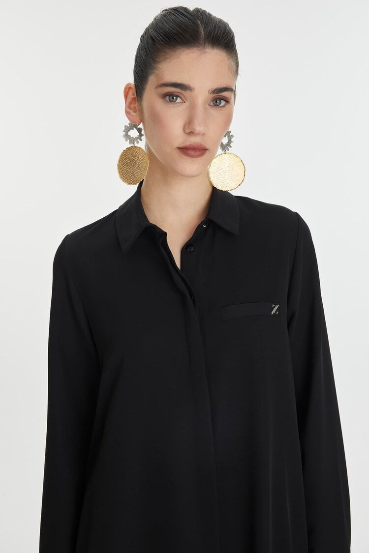 ZÜHRE Gizli Düğme Detaylı Tunik Siyah T-0767