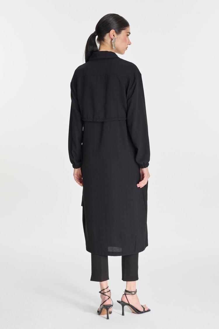 Gömlek Yaka Lastikli Siyah Giy Çık GÇ-0244