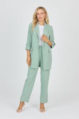 Kruvaze Yaka Cepli Mint Ceket C-0145