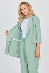 Kruvaze Yaka Cepli Mint Ceket C-0145