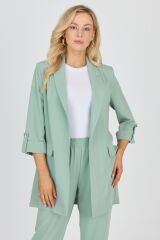 Kruvaze Yaka Cepli Mint Ceket C-0145