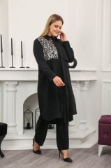 Famelin Siyah Leopar Desenli Şık Tunik 500030