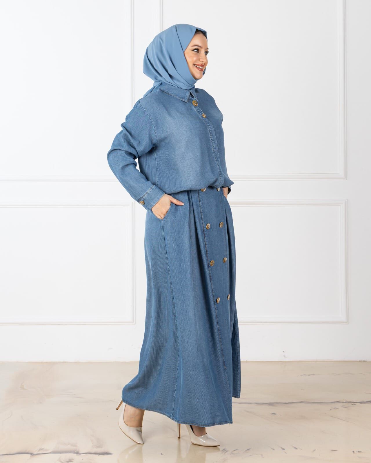 Famelin Tensel Denim Etekli Takım TK -9324