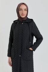 252KP4174NH.1)    Nihan İnce Kapitone Cep Detaylı Kap Siyah