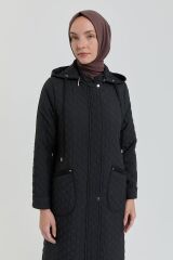 252KP4174NH.1)    Nihan İnce Kapitone Cep Detaylı Kap Siyah