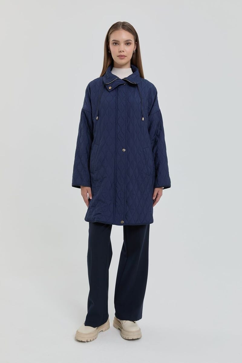 Nihan İnce Kapitone Yanları Çıt Çıt Detaylı Kap Lacivert    252KP6097NH.1)