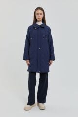 Nihan İnce Kapitone Yanları Çıt Çıt Detaylı Kap Lacivert    252KP6097NH.1)