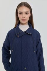 Nihan İnce Kapitone Yanları Çıt Çıt Detaylı Kap Lacivert    252KP6097NH.1)