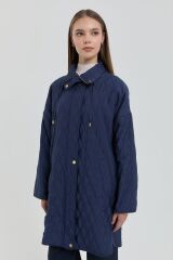 Nihan İnce Kapitone Yanları Çıt Çıt Detaylı Kap Lacivert    252KP6097NH.1)