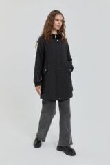 (252KP6106NH.1)     İnce Kapitone Kapşonlu Kap Siyah