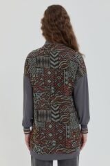 (252SW4026NH.1)  Nihan Garnili Dik Yaka Sweat Füme