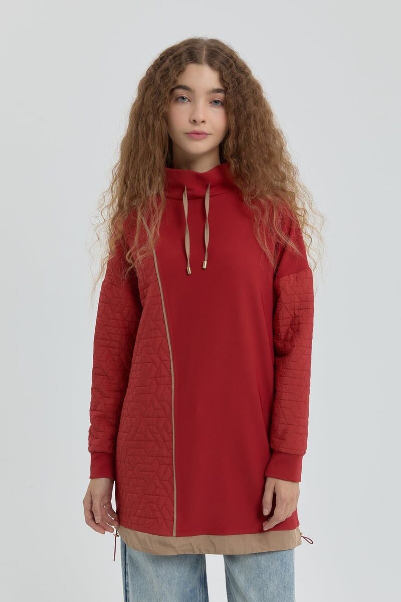 252SW4071NH.1)    Nihan İnce Kapitone Garnili Sweat Kiremit