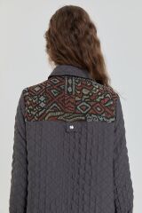 252CK3030NH.1)   Nihan İnce Kapitone Jakar Garnili Ceket Antrasit