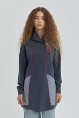 (252SW4103NH.1)Nihan Yaka Detaylı Garnili Sweat Lacivert