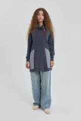 (252SW4103NH.1)Nihan Yaka Detaylı Garnili Sweat Lacivert