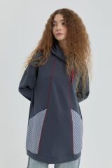 (252SW4103NH.1)Nihan Yaka Detaylı Garnili Sweat Lacivert