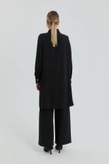 (252TN4183NH.1)Nihan Gold Düğmeli Gömlek Yaka Tunik Siyah