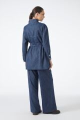 Kuşaklı Ceket Pantolon Lacivert İkili Takım TK-1718