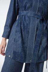 Kuşaklı Ceket Pantolon Lacivert İkili Takım TK-1718