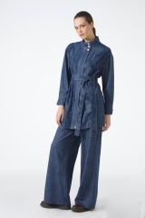 Kuşaklı Ceket Pantolon Lacivert İkili Takım TK-1718