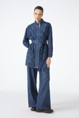 Kuşaklı Ceket Pantolon Lacivert İkili Takım TK-1718