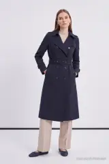 Kruvaze Yaka Beli Kuşaklı Uzun Camel Trençkot 12528