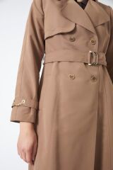 Zincir ve Kemer Detaylı Mocha Trençkot 12615