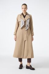 Zincir ve Kemer Detaylı Vizon Trençkot 12615