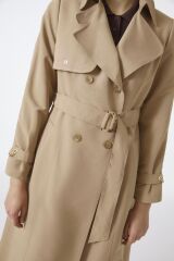 Zincir ve Kemer Detaylı Vizon Trençkot 12615