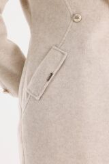 Kürk Yaka Cep Detaylı Kaşe Bej Kaban 13092