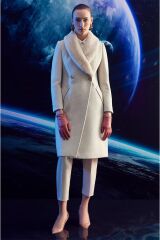 Kürk Yaka Cep Detaylı Kaşe Bej Kaban 13092