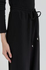 252PA4262NH.1) Örme Beli Lastikli Bol Paça Pantolon Siyah