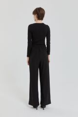 252PA4262NH.1) Örme Beli Lastikli Bol Paça Pantolon Siyah