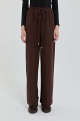 (252PA4262NH.1) Örme Beli Lastikli Bol Paça Pantolon Kahve