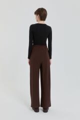 (252PA4262NH.1) Örme Beli Lastikli Bol Paça Pantolon Kahve